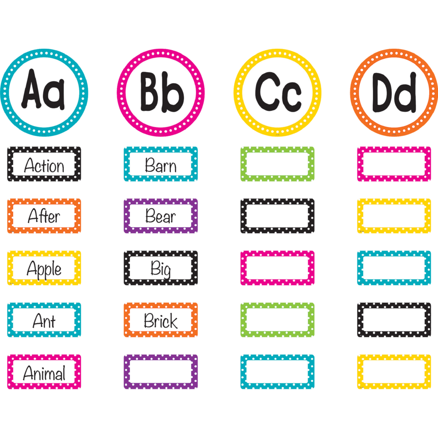 Polka Dots Word Wall Bulletin Board-Bulletin Board Sets-Tools 4 Teaching-Classroom Decor and More