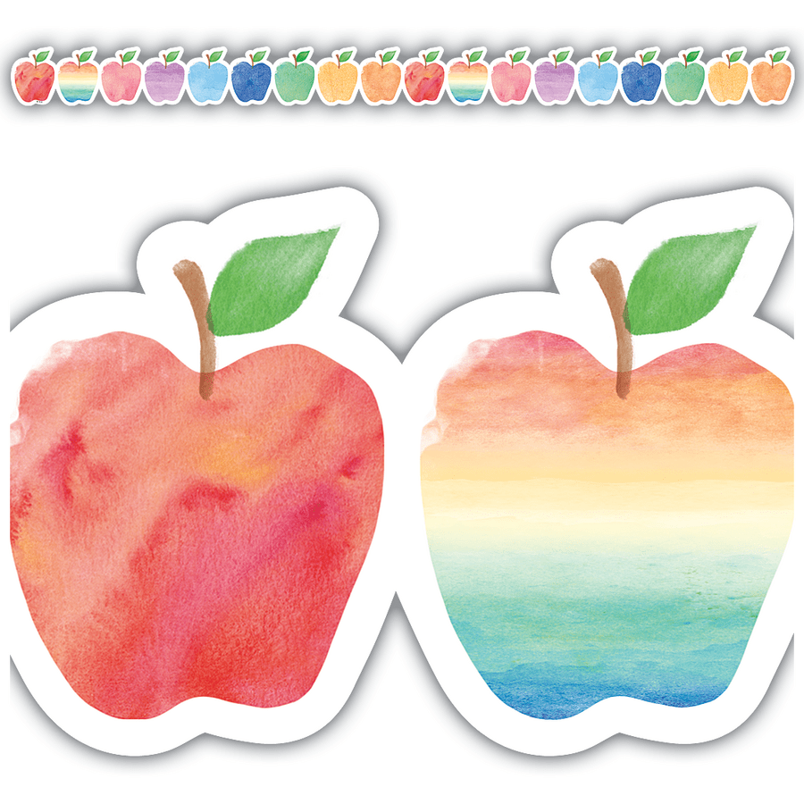 Watercolor Apples Die-Cut Border Trim-Borders-Tools 4 Teaching-Classroom Decor and More