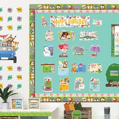 Jungle Friends Happy Birthday Mini Bulletin Board-Mini Bulletin Boards-Tools 4 Teaching-Classroom Decor and More
