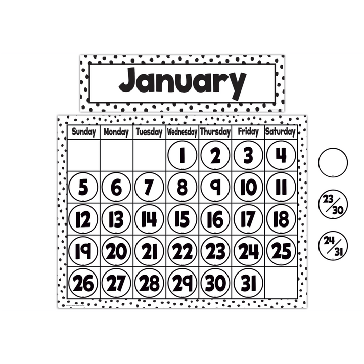 Black & White Calendar Days-Calendars-Tools 4 Teaching-Classroom Decor and More