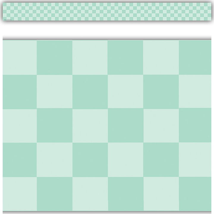 Cool for School Green Checkers Straight Border Trim-Borders-Tools 4 Teaching-Classroom Decor and More