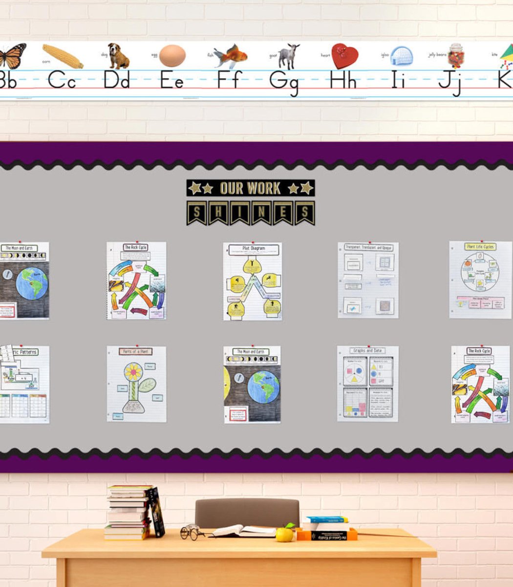 Traditional Manuscript Alphabet with Photographs Bulletin Board Set Grade PK-2-Bulletin Board Sets-Tools 4 Teaching-Classroom Decor and More