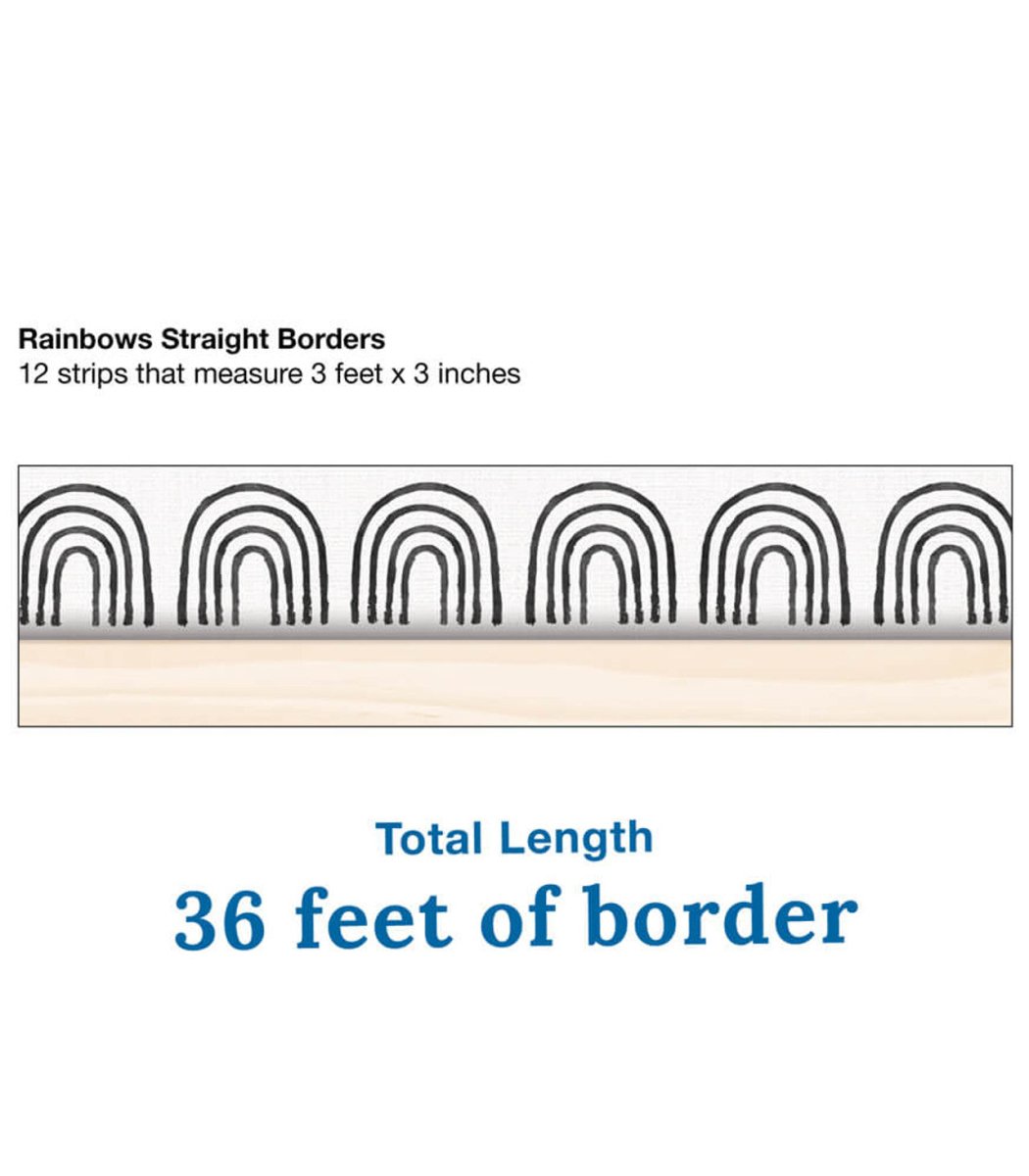 Creatively Inspired Black & White Rainbows Straight Bulletin Board Borders-Borders-Tools 4 Teaching-Classroom Decor and More