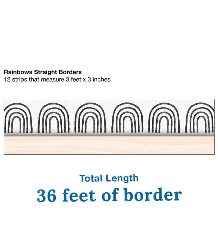 Creatively Inspired Black & White Rainbows Straight Bulletin Board Borders-Borders-Tools 4 Teaching-Classroom Decor and More