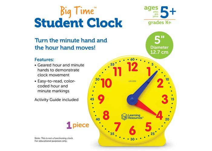 Big Time™ Student Clock-Time & Money-Tools 4 Teaching-Classroom Decor and More