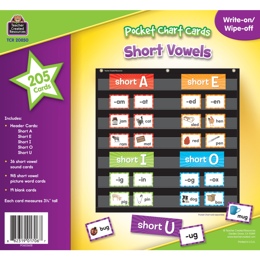 Short Vowels Pocket Chart Cards-Pocket Charts-Tools 4 Teaching-Classroom Decor and More