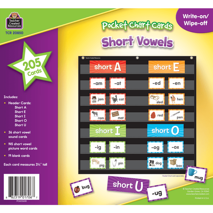 Short Vowels Pocket Chart Cards-Pocket Charts-Tools 4 Teaching-Classroom Decor and More