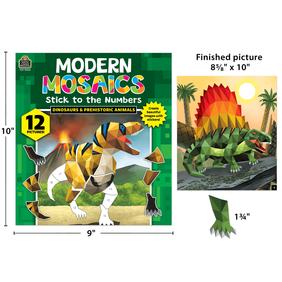 Dinosaurs and Prehistoric Animals Modern Mosaics Stick to the Numbers-Activity Pads-Tools 4 Teaching-Classroom Decor and More