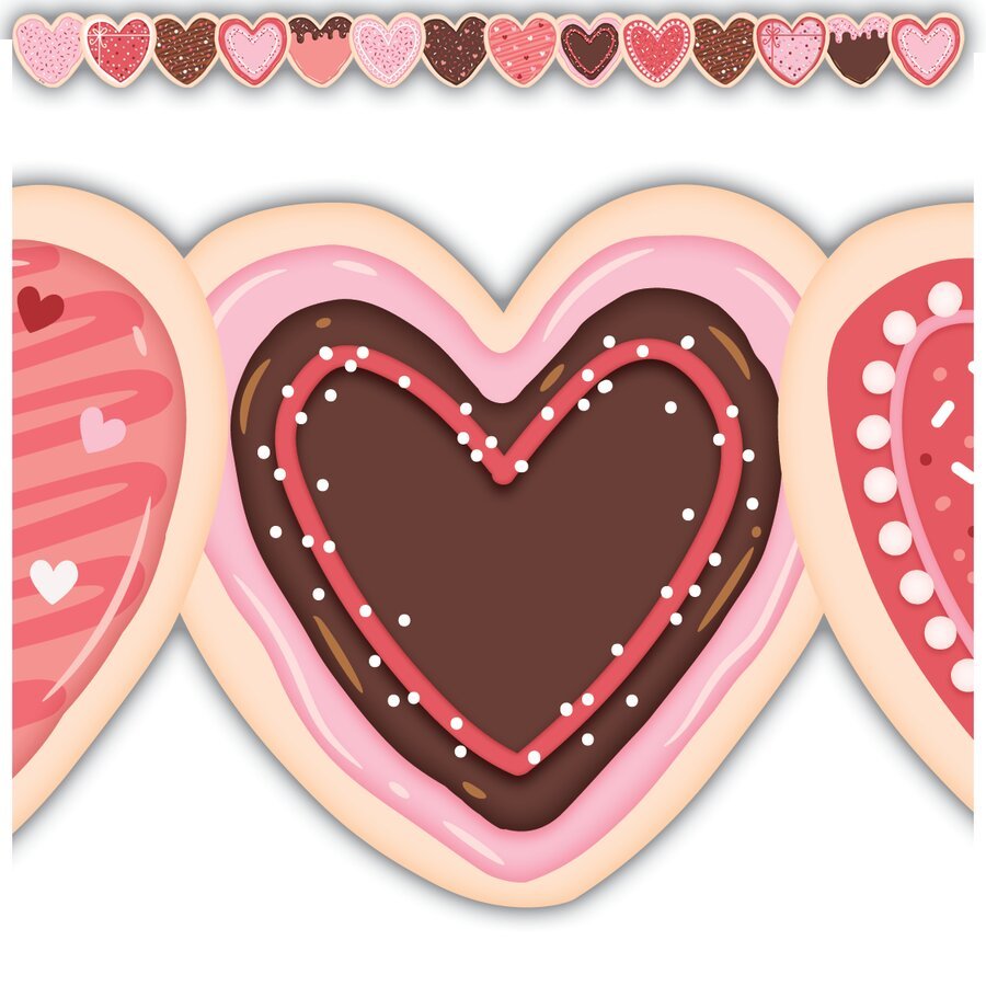 Frosted Heart Cookies Die-Cut Border Trim-Tools 4 Teaching-Classroom Decor and More