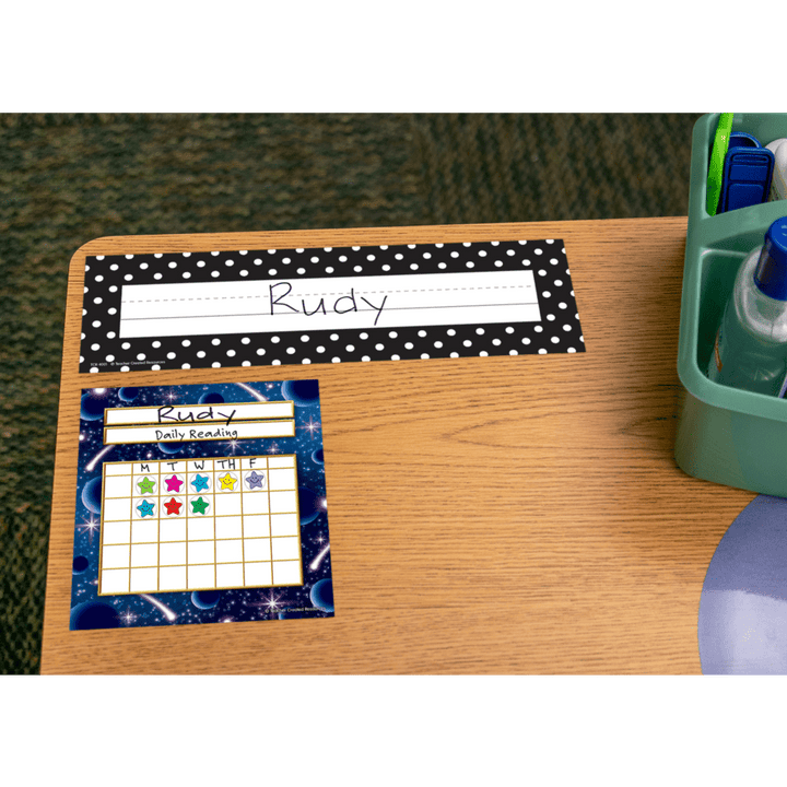 Black Polka Dots Flat Name Plates-Nameplates & Name Tags-Tools 4 Teaching-Classroom Decor and More