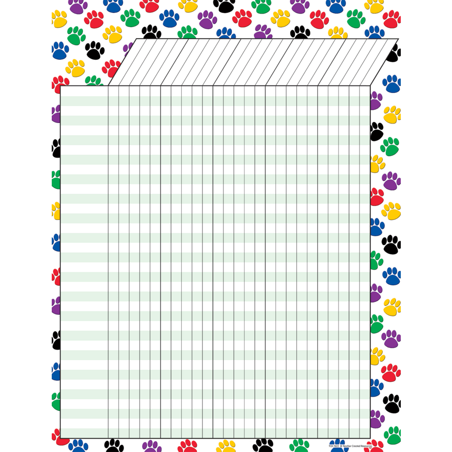 *Colorful Paw Prints Incentive Chart-Charts-Tools 4 Teaching-Classroom Decor and More