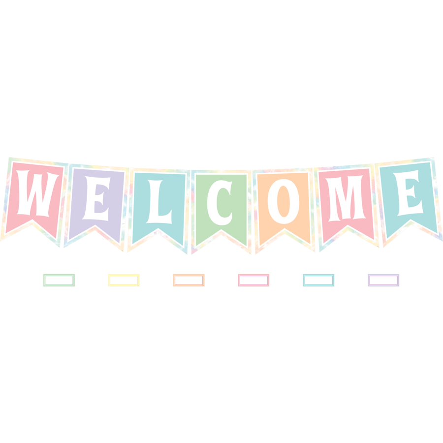 Pastel Pop Pennants Welcome Bulletin Board-Bulletin Board Sets-Tools 4 Teaching-Classroom Decor and More