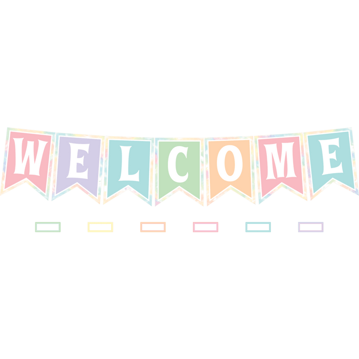 Pastel Pop Pennants Welcome Bulletin Board-Bulletin Board Sets-Tools 4 Teaching-Classroom Decor and More