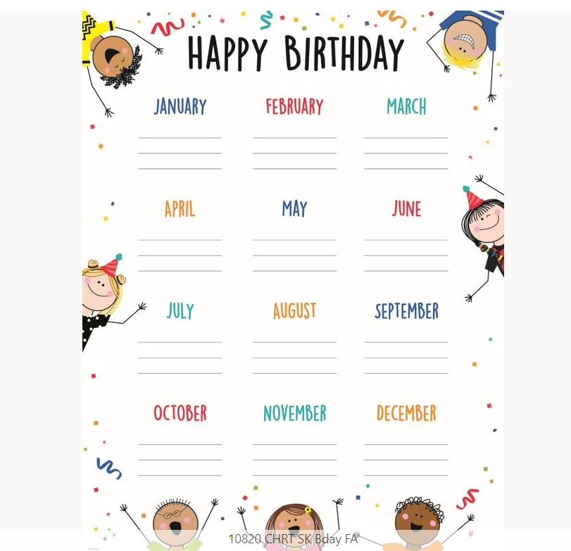Stick Kids Happy Birthday Chart-Birthday-Tools 4 Teaching-Classroom Decor and More