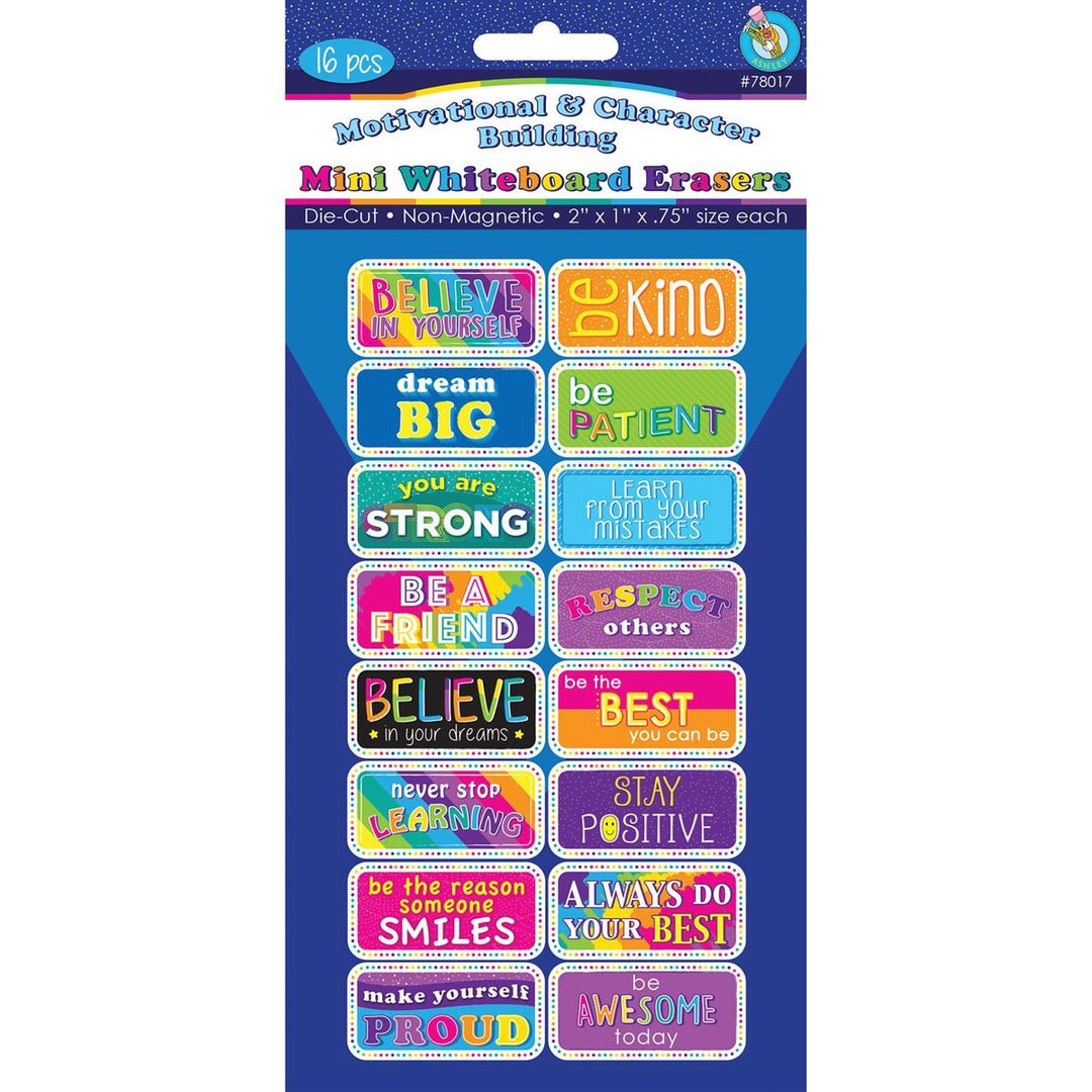 Motivational 16pk Mini Erasers-Dry Erase-Tools 4 Teaching-Classroom Decor and More