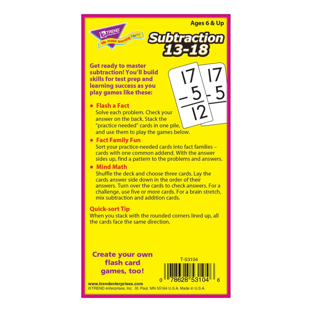 Subtraction 13-18 Skill Drill Flash Cards-Flashcards-Tools 4 Teaching-Classroom Decor and More