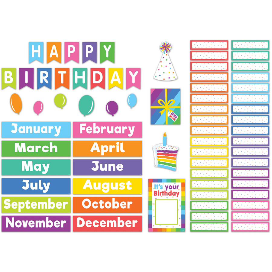 Colorful Happy Birthday Mini Bulletin Board-Mini Bulletin Boards-Tools 4 Teaching-Classroom Decor and More