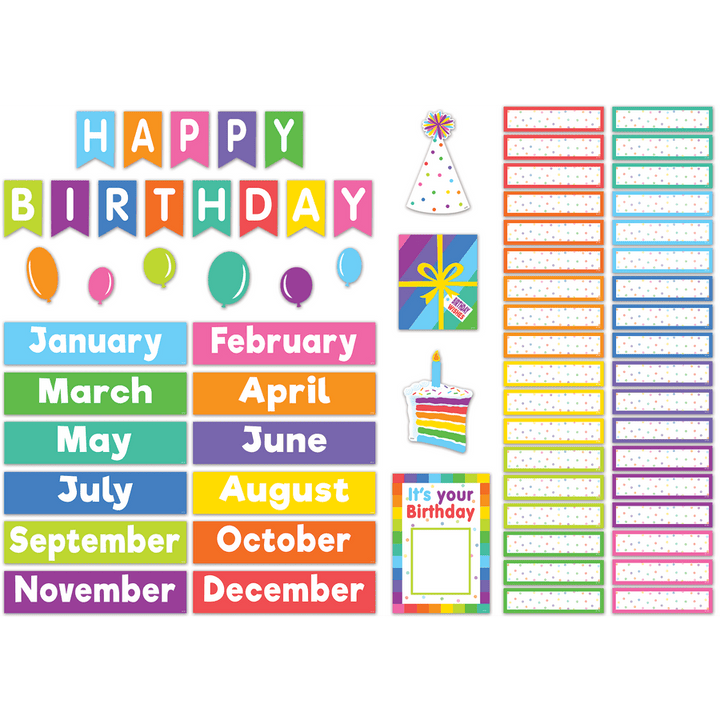 Colorful Happy Birthday Mini Bulletin Board-Mini Bulletin Boards-Tools 4 Teaching-Classroom Decor and More