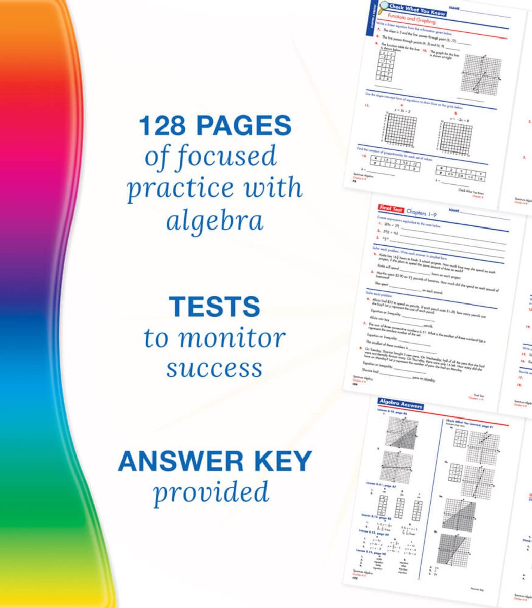 Spectrum Algebra Workbook Grade 6 - 8 Paperback - Tools 4 Teaching