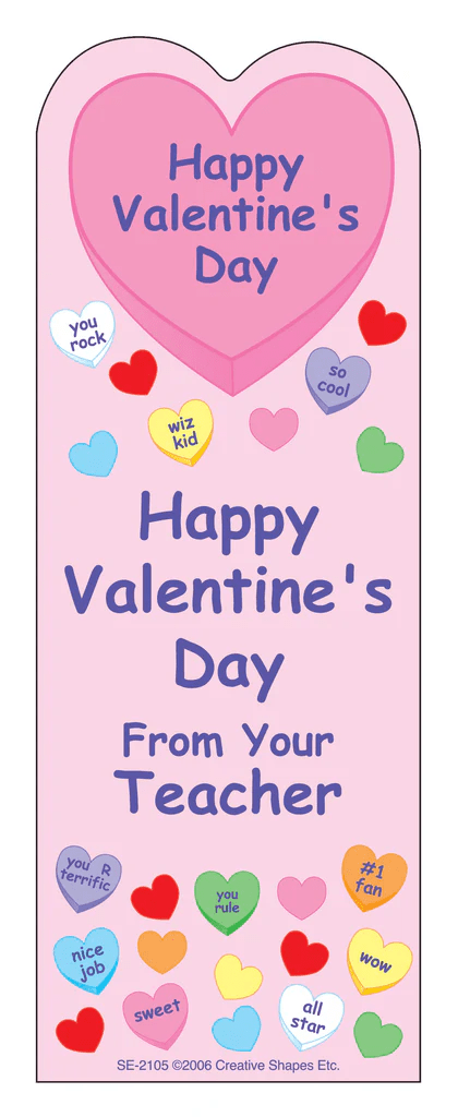 "From Your Teacher" Bookmarks - Valentine-Bookmarks-Tools 4 Teaching-Classroom Decor and More