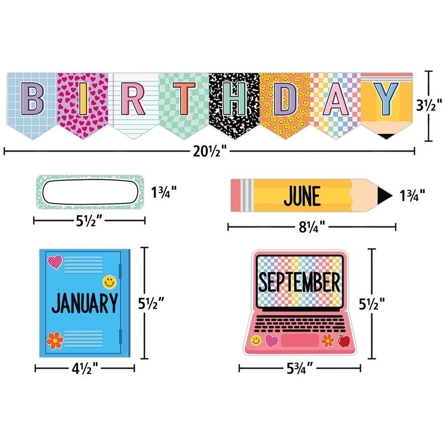 Cool for School Happy Birthday Mini Bulletin Board-Mini Bulletin Boards-Tools 4 Teaching-Classroom Decor and More