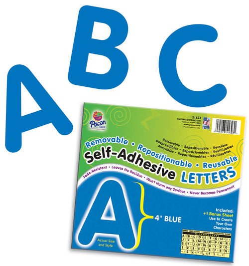 *Pacon® Self-Adhesive Letters 4" Blue, Puffy Font 78 Characters-Letters-Tools 4 Teaching-Classroom Decor and More
