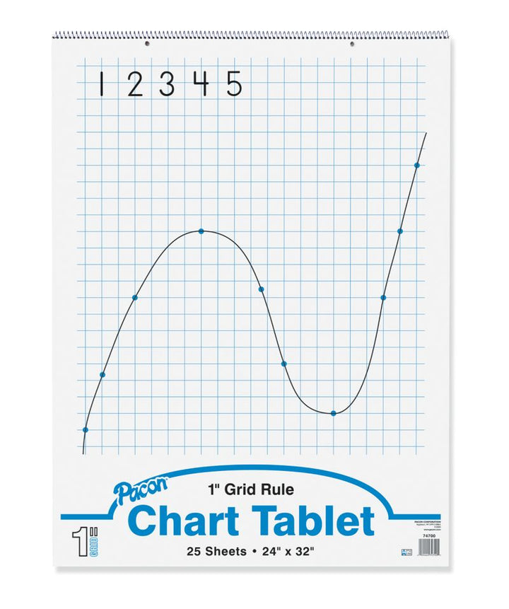 Pacon® Grid Ruled Chart Tablet 24" X 32" Spiral Bound 25 Sheets-Chart Paper-Tools 4 Teaching-Classroom Decor and More