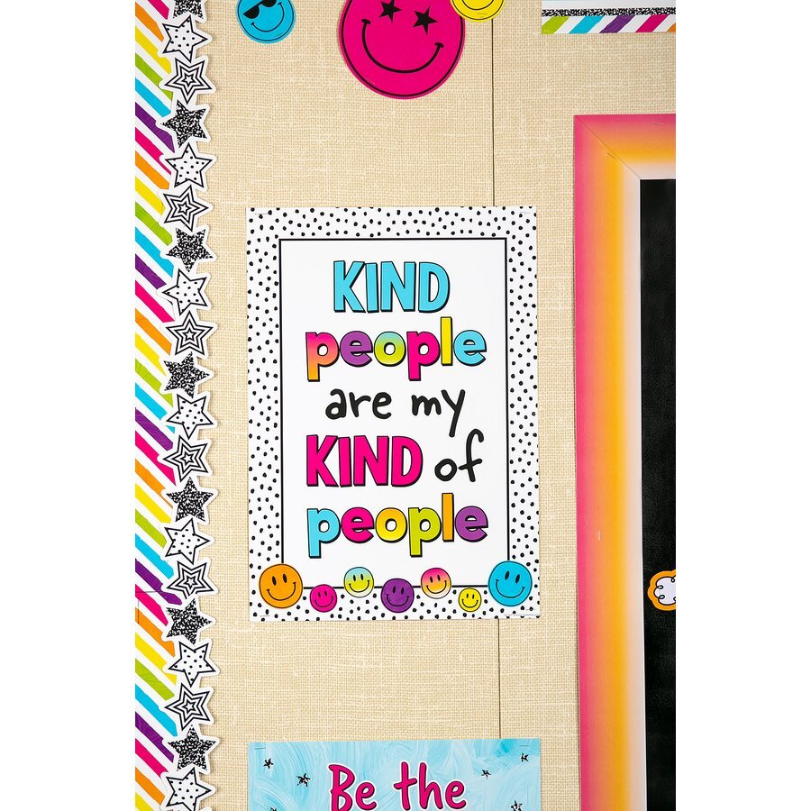 Black and White Stars Die-Cut Border Trim-Borders-Tools 4 Teaching-Classroom Decor and More