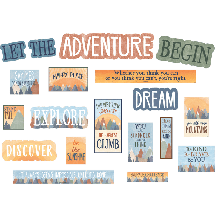 Moving Mountains Let the Adventure Begin Mini Bulletin Board-Mini Bulletin Boards-Tools 4 Teaching-Classroom Decor and More