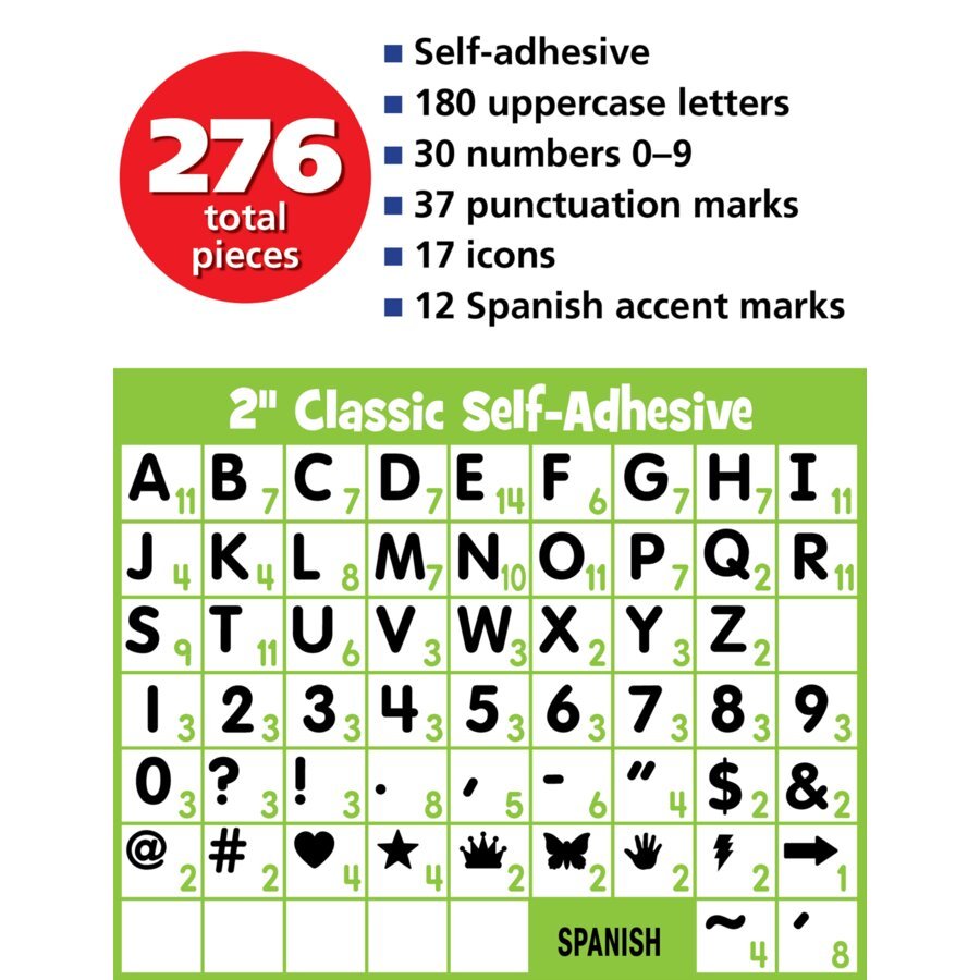 Black Glitz 2" Classic Self Adhesive Letters Uppercase-Letters-Tools 4 Teaching-Classroom Decor and More