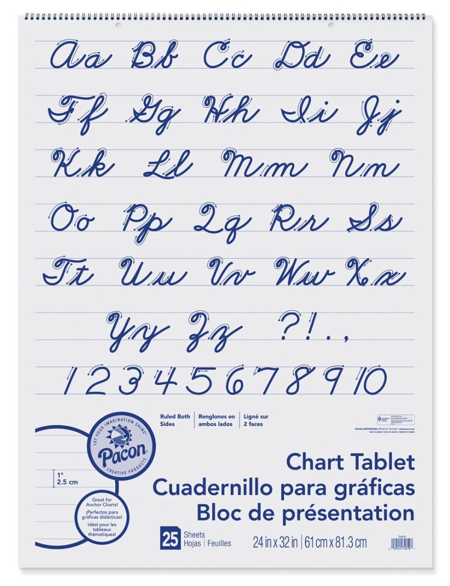 Pacon® Chart Tablet Cursive Ruled 24 In X 32 In, 25 Sheets 24" X 32" Cursive Cover 25 Sheets-Chart Paper-Tools 4 Teaching-Classroom Decor and More