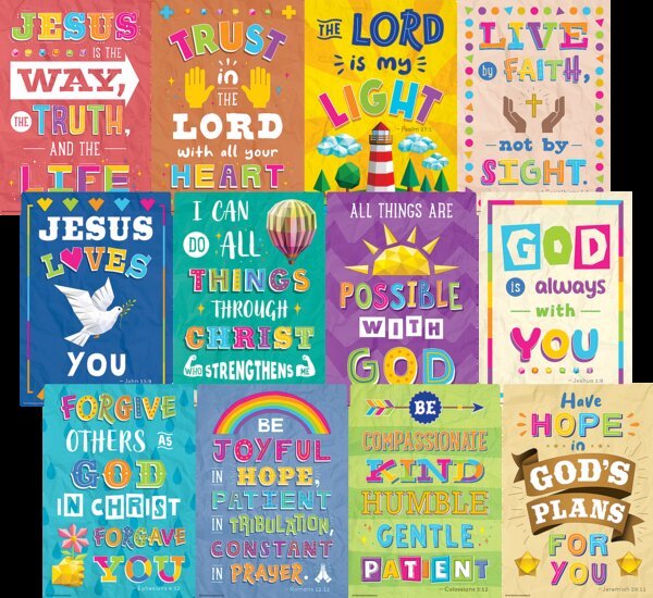 Bible Verses Small Poster Pack-Religious-Tools 4 Teaching-Classroom Decor and More