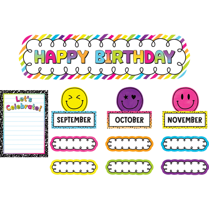 Brights 4Ever Happy Birthday Mini Bulletin Board-Bulletin Board Sets-Tools 4 Teaching-Classroom Decor and More