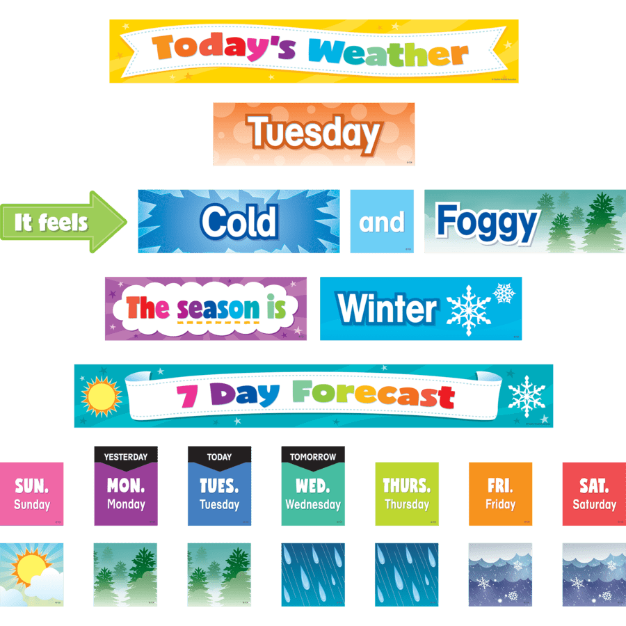 *Colorful Weather Pocket Chart Cards-Mini Bulletin Boards-Tools 4 Teaching-Classroom Decor and More