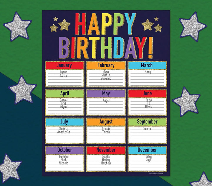 Sparkle + Shine Glitter Birthday Chart-Charts-Tools 4 Teaching-Classroom Decor and More