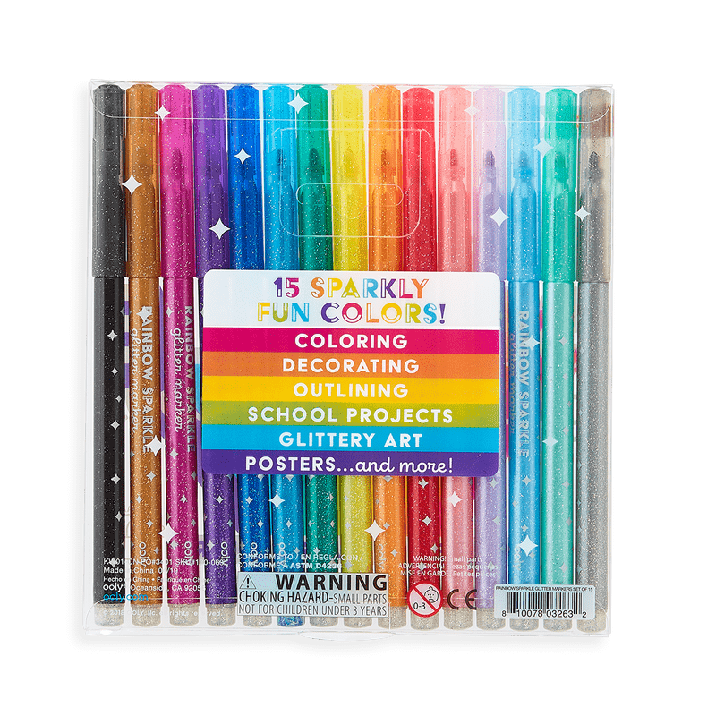 Rainbow Sparkle Glitter Markers - Set of 15-Art Supplies-Tools 4 Teaching-Classroom Decor and More