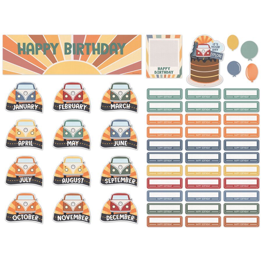 Moving Mountains Road Trip Happy Birthday Mini Bulletin Board-Bulletin Board Sets-Tools 4 Teaching-Classroom Decor and More