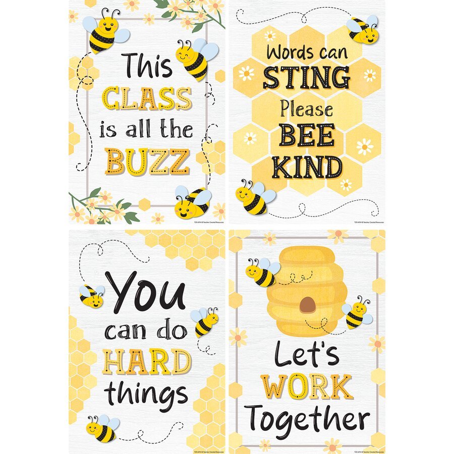 Buzzing Bees Positive Sayings Small Poster Pack-Posters-Tools 4 Teaching-Classroom Decor and More