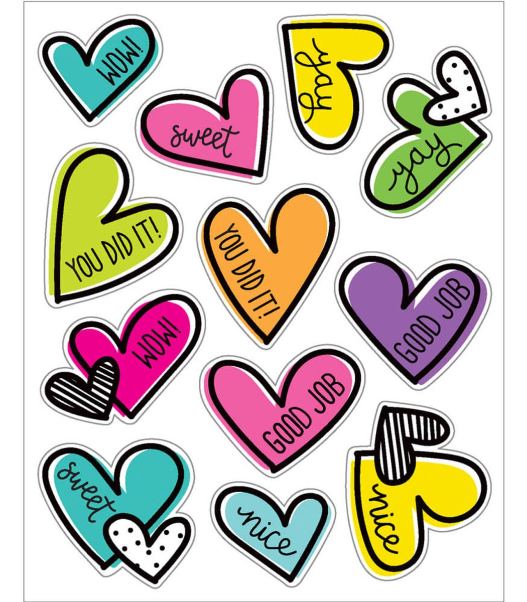 Kind Vibes Doodle Hearts Motivational Stickers-Stickers-Tools 4 Teaching-Classroom Decor and More