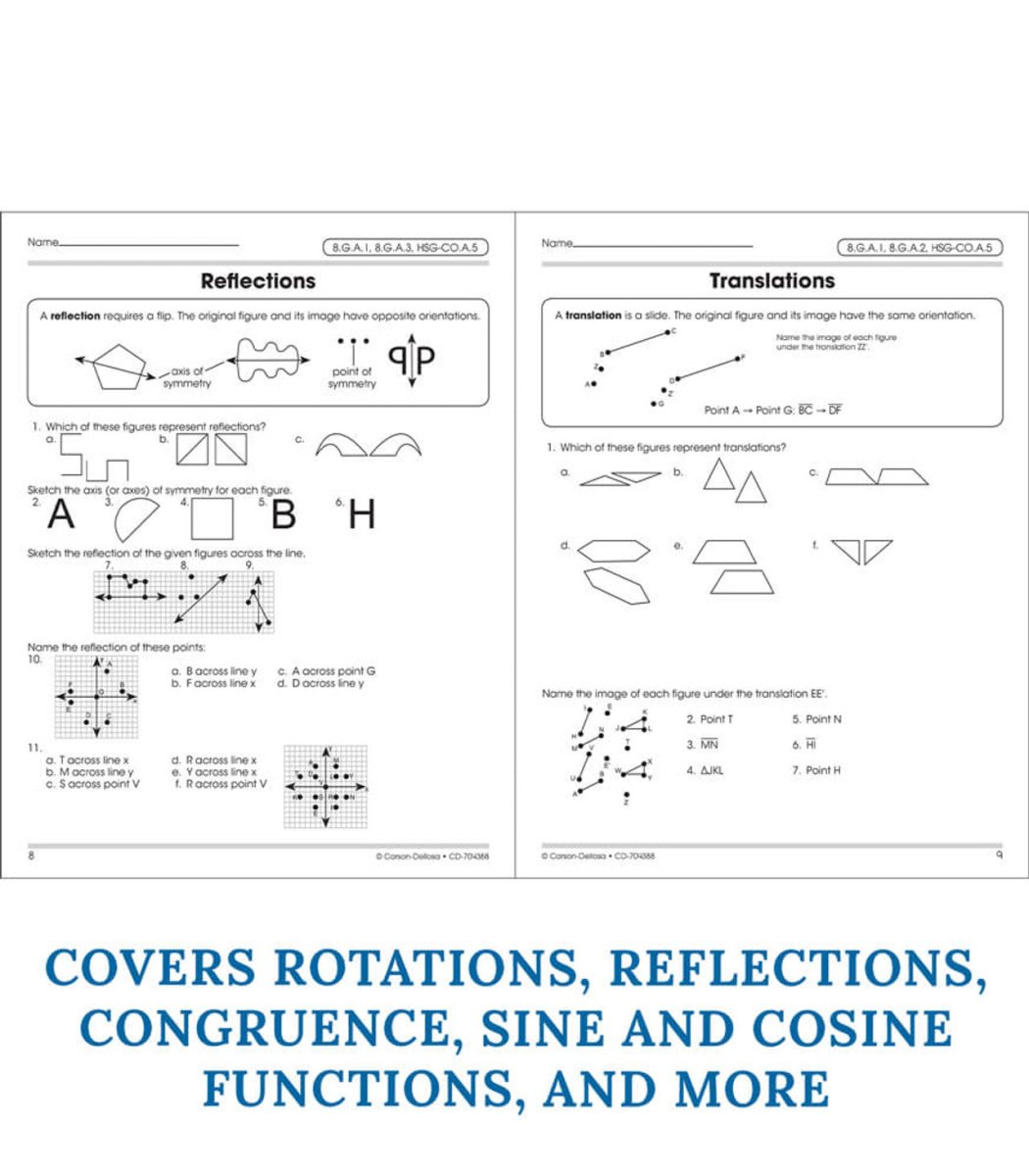 The 100+ Series™: Geometry Workbook Grade 8-10 (Paperback)-Math Books-Tools 4 Teaching-Classroom Decor and More