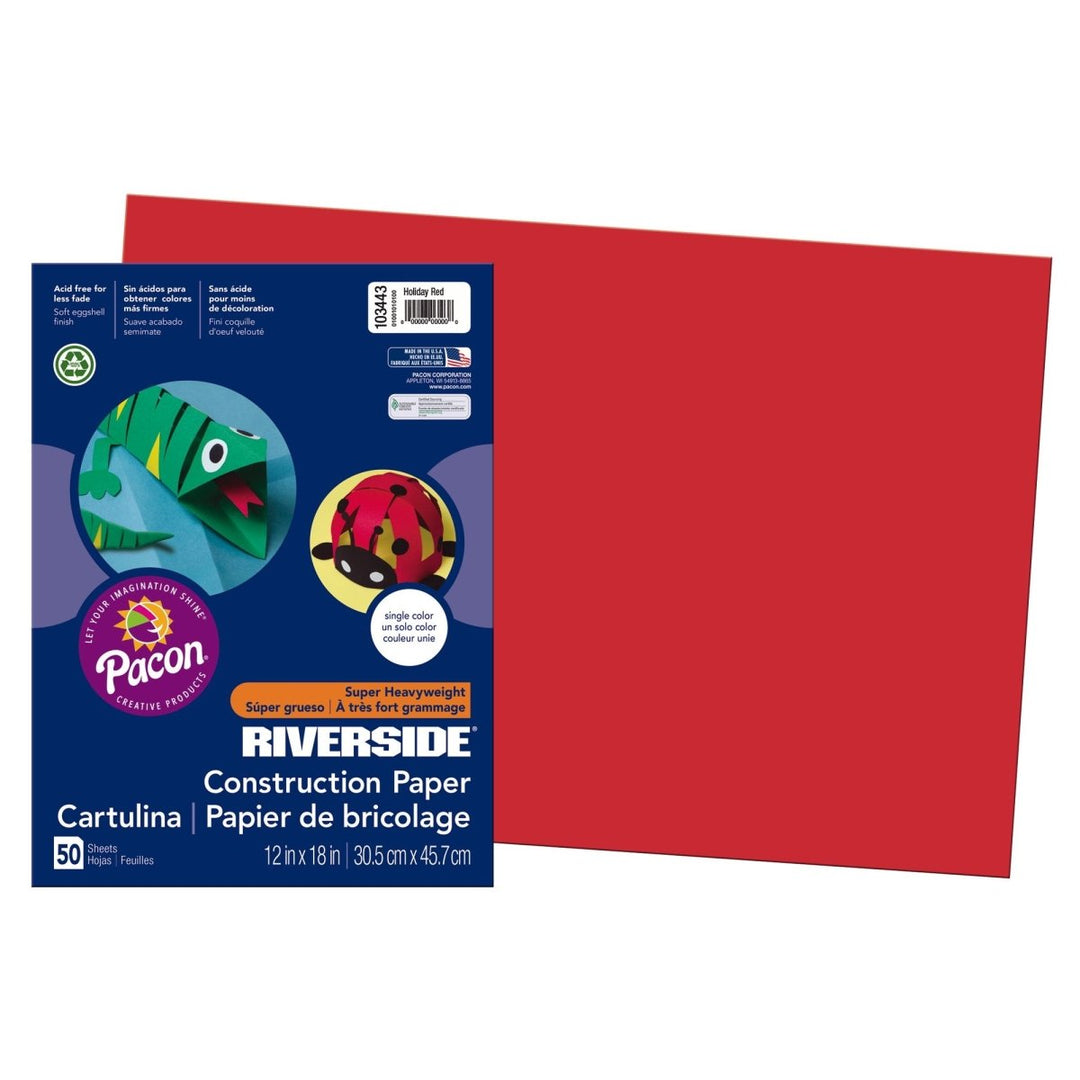 *Riverside® Construction Paper, 12 X 18, Holiday Red, 50/Pack-Construction Paper-Tools 4 Teaching-Classroom Decor and More