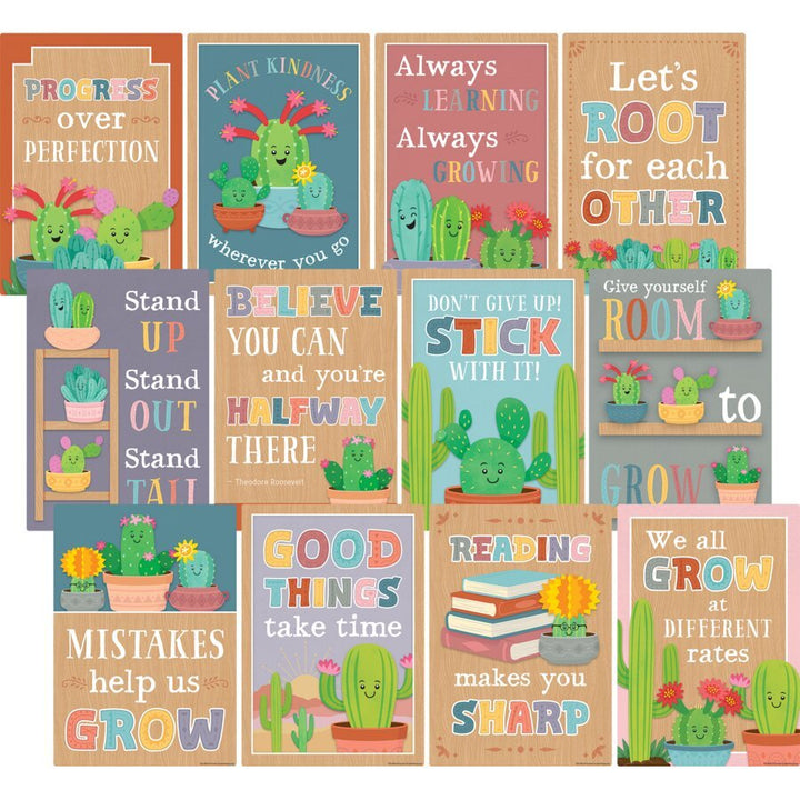 Happy Cactus Crew Positive Sayings Small Poster Pack-Posters-Tools 4 Teaching-Classroom Decor and More