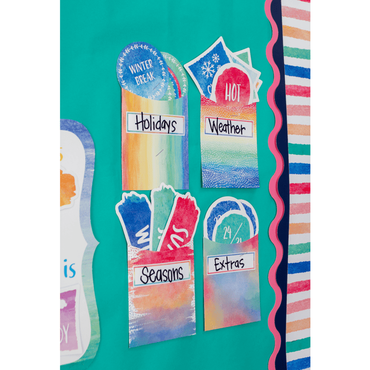 Watercolor Library Pockets - Multi-Pack-Library Pockets-Tools 4 Teaching-Classroom Decor and More