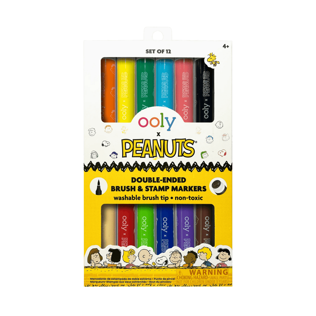 OOLY x Peanuts Double-Ended Brush & Stamp Markers - Set of 12-Art Supplies-Tools 4 Teaching-Classroom Decor and More