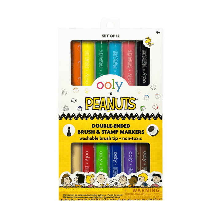 OOLY x Peanuts Double-Ended Brush & Stamp Markers - Set of 12-Art Supplies-Tools 4 Teaching-Classroom Decor and More