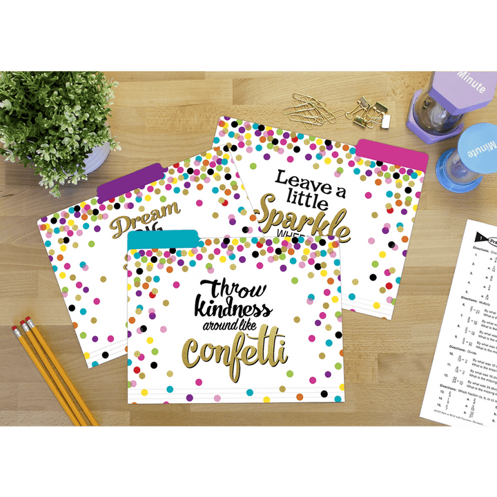 Confetti File Folders-Office Supplies-Tools 4 Teaching-Classroom Decor and More