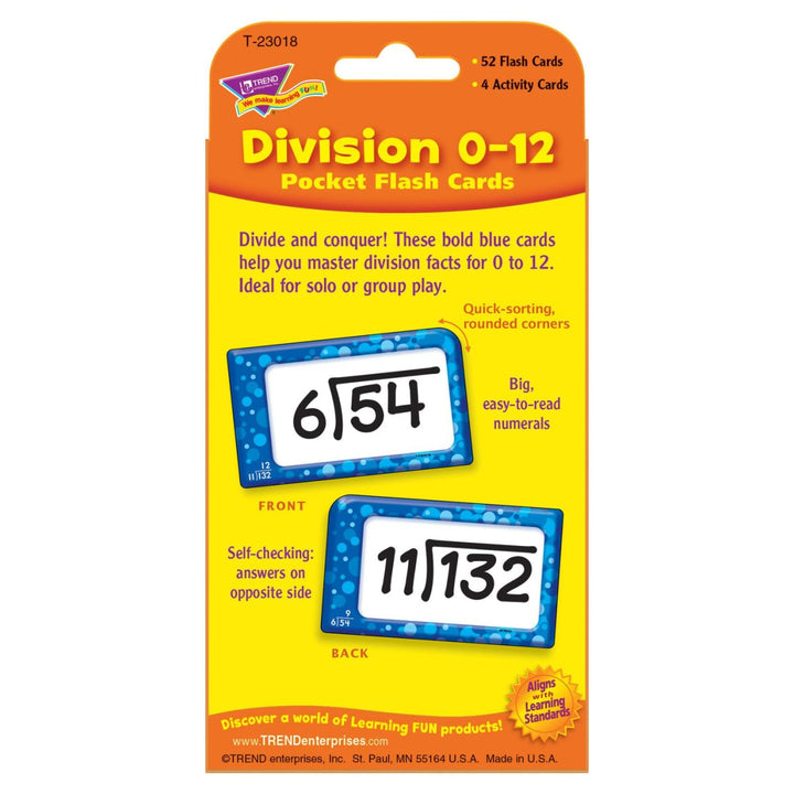 Division 0-12 Pocket Flash Cards-Flashcards-Tools 4 Teaching-Classroom Decor and More