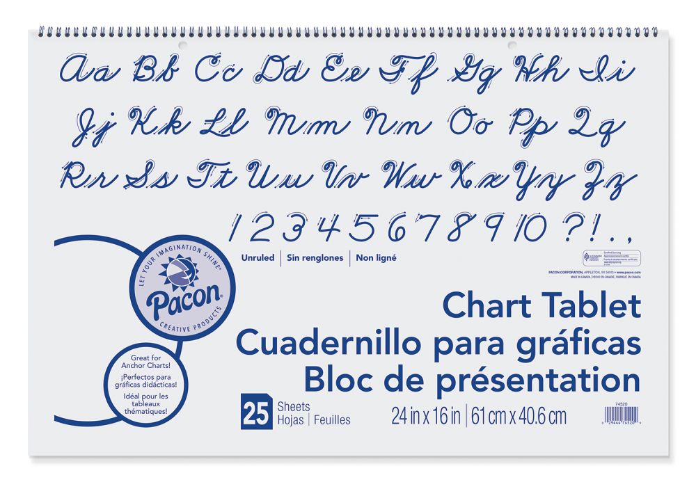 Pacon® Chart Tablet 24" X 16" Cursive Cover 25 Sheets-Chart Paper-Tools 4 Teaching-Classroom Decor and More