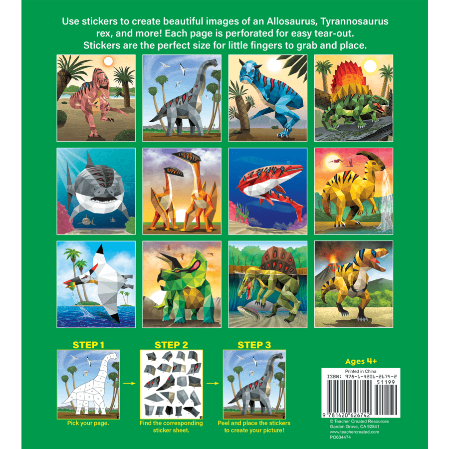 Dinosaurs and Prehistoric Animals Modern Mosaics Stick to the Numbers-Activity Pads-Tools 4 Teaching-Classroom Decor and More