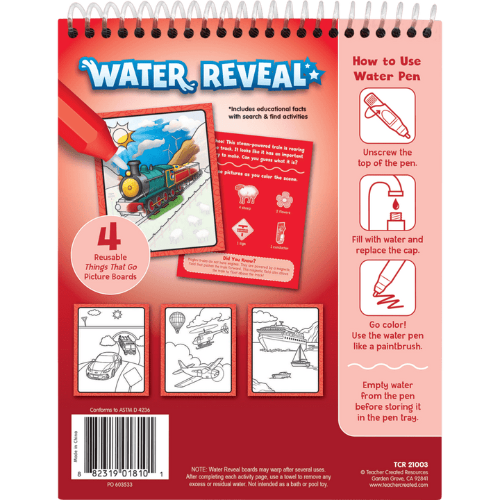 Things That Go Water Reveal-Activity Pads-Tools 4 Teaching-Classroom Decor and More